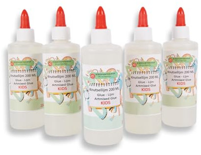 Bastelkleber Transparent I Schulkleber Set (5 Stück) für Kreative Kinder I Transparent Hobbykleber I 200ml Pro Flasche
