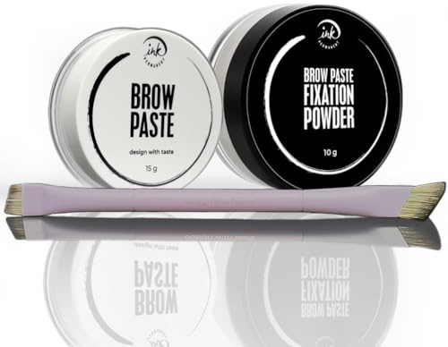 Ink Permanent Augenbrauen-Mapping-Kit – mit Setting Powder, Pinsel, weißer Paste, Fixierpuder und Werkzeug für professionelle Anwendungen