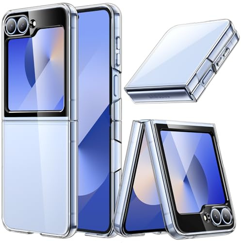 JETech Funda para Galaxy Z Flip7FE 2025 / Z Flip 6 2024, Transparente Cristal Caparazón PC Dura, Carcasa Anti-Arañazos Antigolpes Slim Protectora (Transparente)