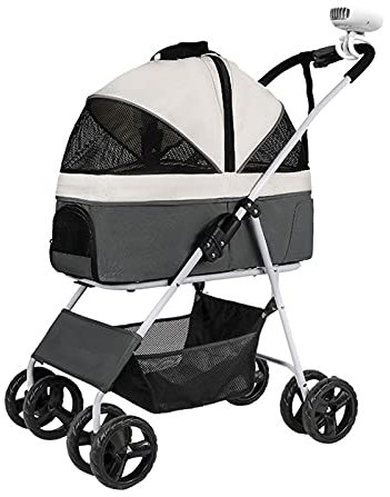 Hunde-/Katzenbuggys, Haustier-Hundebuggy für mittelgroße und kleine Hunde, 20 kg, faltbarer Haustier-/Katzen-/Hundewagen, Träger mit Rädern, atmungsaktiver Hundekinderwagen, Haustier-Buggie mit Bugg