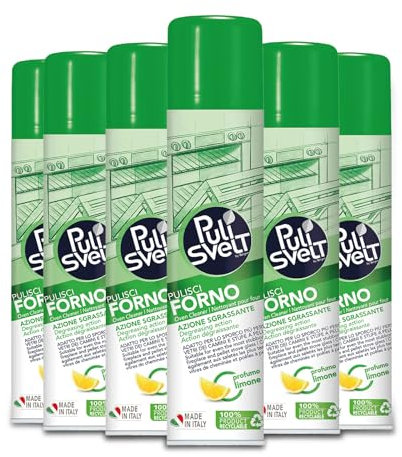 PULISVELT | Detergente Pulizia Forno ad Azione Sgrassate, Ideale per Ogni Tipo di Incrostazione o Residuo Organico, Fragranza Limone x6