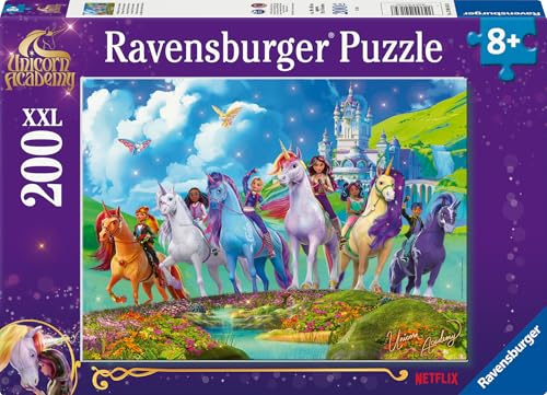 Ravensburger barnpussel - 12004165 - Unicorn Academy - enhörningspussel för barn från 8 år och uppåt, med 200 bitar i XXL-format, enhörningspresenter