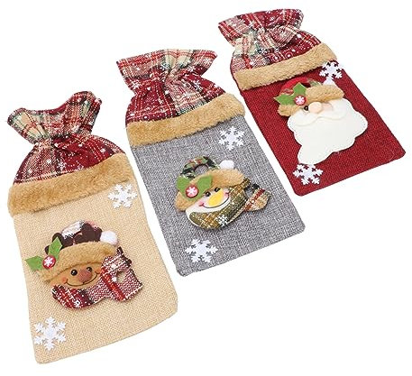 COLLBATH 3st Weihnachtsweinflaschen-set Flaschenhülle Flaschentasche Urlaub Wein Abdeckung Geschenktüten Für Weinflaschen Feiertags-weinflaschenabdeckung Weihnachtsdekoration Lappen