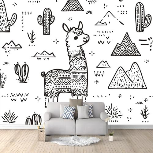 Wall Mural Photo Wallpaper Hand-Painted Sheep Cactus 400x280 cm Poster Mural HD 3D Print Non-Woven Photo Wallpaper, Modern Living Room Bedroom TV Backdrop Wall Decoration