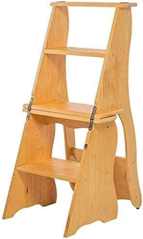 Klappbarer Holzleiter mit 4 Stufen, tragbar, multifunktional, für Haushalt, Bibliothek, Pflanzenregal, 150 kg Kapazität