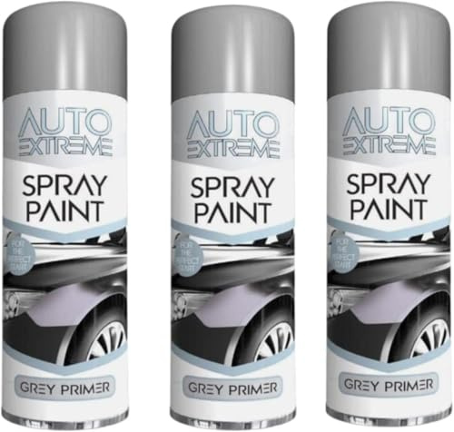 GSV Essentials All Purpose Gray Primer Spray Paint, Aerosol, Durable and Long-Lasting, Fast Drying, Indoor, and Outdoor, Suitable for Wood, Metal, Plastic,250ML, (3PCS)