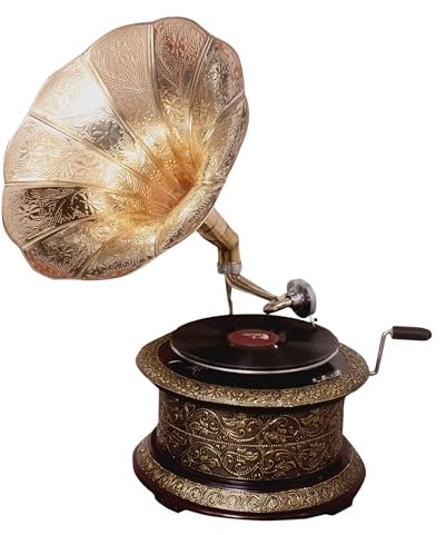 Gramophone Réplique 78 tr/min phonographe rond en laiton