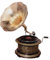 Gramophone Replica Player 78 rpm Round Embossed phonograph Brass Horn
