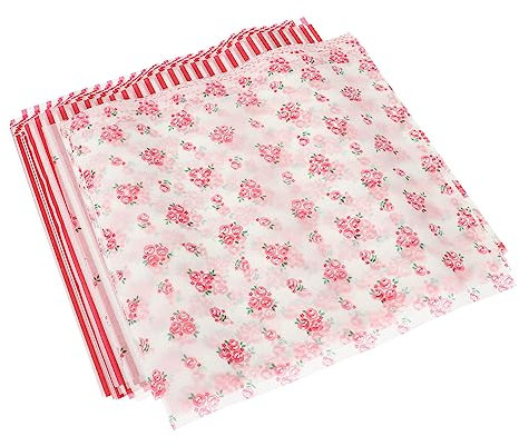 OKUMEYR 100blätter Ölresistentes Back Wachspapier Mit Rosen Rotstreifen-design Fettabweisend Für Brot Sandwich Desserts Lagerung Bei Raumtemperatur Oder Gefrierfach Für Bäckerei Und Gastro