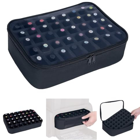 UOZL Small Clear Nail Polish Organizer Holds 40 bottles(15ml-0.5fl.oz) Nail Polish Case Multifunctional Nail Polish Bag organizer, Cosmetic Travel Makeup Bags for Women Black