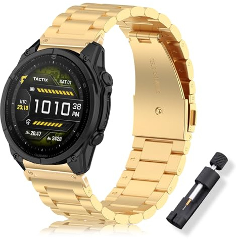 ToVioc Metallarmband för Garmin Descent G2/Tactix 8 47 mm/Fenix E 47 mm, klockarmband QuickFit 22 mm för Garmin Fenix 8/7 Pro/6/5, QuickFit 22mm, Rostfritt stål, Ingen ädelsten