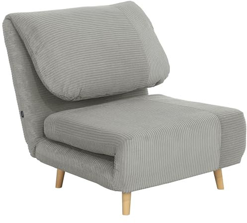 HOMCOM 2 in 1 Schlafsessel Klappbar Schlafsofa mit Bettfunktion Verstellbarer Rückenlehne, Gästebett bis 200kg Relaxsessel in Cordoptik Klappsessel für Wohnzimmer Schlafzimmer 82 x 87 x 89 cm Grau