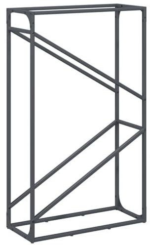 vidaXL Vedställ antracit 60x25x100 cm kallvalsat stål, öppen spis vedhållare, stockhållare, stockstativ, inomhus vedförvaring, vedställ, stockställ