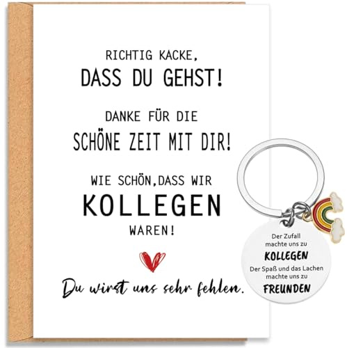Kollege Karte mit Umschlag Schlüsselanhänger Klappkarte Geschenk zum Abschied Rente Jobwechsel Abschiesgeschenk Lustige Abschiedskarten für Arbeitskollegen Kollegen Kollegin Ruhestand