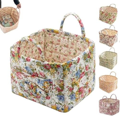 Panier de rangement en tissu bohème de grande capacité, boîte de rangement avec poignées, panier de rangement à fleurs bohème pour organiser la maison, le linge, la chambre d'enfant, le dortoir