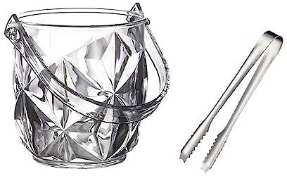 Seau a Glacon Seau à glace en acrylique for fêtes 1,2 L Seau à vin en plastique transparent avec pince Bouteille Refroidisseur de boisson avec poignées Seau à glaçons Champagne Vin Bière Boisson Seau
