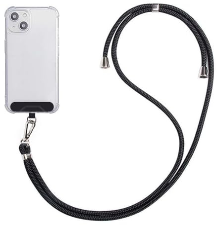 Fasizi Dragonne pour téléphone Portable Compatible avec Les étuis de téléphone Standard, chaîne de Suspension avec Cordon, réglable et Amovible, Noire
