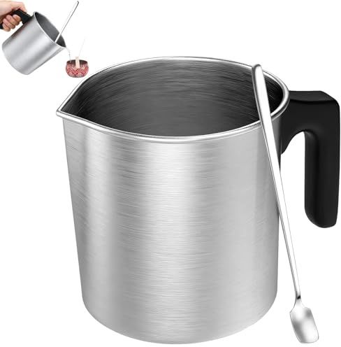 GMMG 1.2L Kerze Making Pot, Schokolade Schmelzen Wasserbad Schmelzschale Wasserbadtopf Schmelzschüssel mit Blauer Spatel(304 Edelstahl)