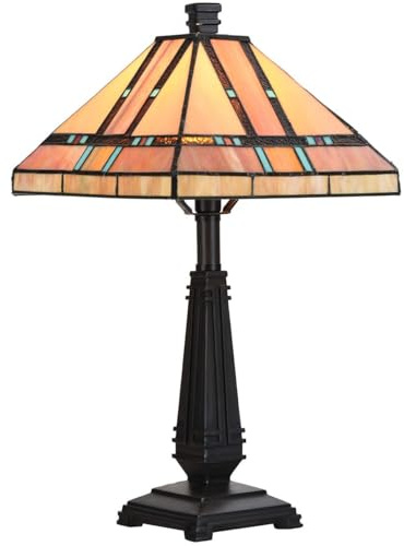 Bieye L30798 Mission Tischlampe aus Buntglas im Tiffany-Stil für die Heimdekoration