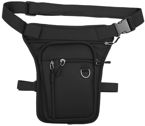 Beintasche Motorrad Schwarz, wasserdichte Oberschenkeltasche, Hüfttasche | Herren und Damen Multitaschen Waist Bag, Outdoor Bein Tasche, Verstellbarem TascheBein, für Camping Wandern Fahrrad Laufen