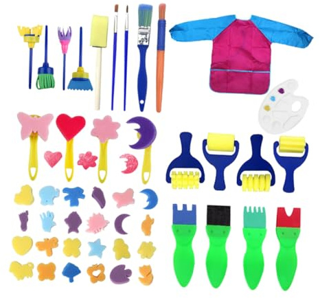 ORFOFE Ensemble de Peinture Graffiti Créatif 47 Pièces Brosses en Éponge Eva Colorées pour Garçon et Filles, pour DIY et Stimuler L'intérêt Peinture