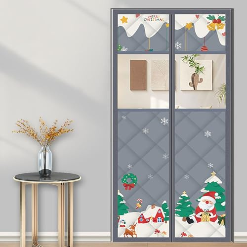 Magnet Wärmeschutzvorhang für Türen Thermo Türvorhang Kälteschutz Schutz Panel-Isolierung Türabdeckung für Schlafzimmer Balkontür Terrassentür 85×190cm 100×200cm 70×180cm(With Window,210x240cm)