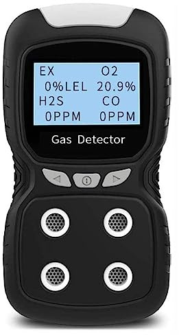 4 in 1 Portable Gas Detector O2 CO H2S LEL Rechargeable Analyzer with Voice and Visual Alarms LCD Display Personal Security