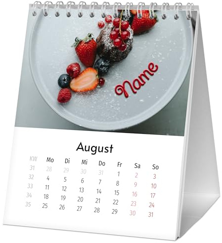 printplanet® Namens-Tischkalender Kompakt – personalisiert mit Wunschname in 13 kreativen Motiven (Deckblatt + 12) – Start Januar 2027 – Spiralbindung, ca. 12×14,7 cm