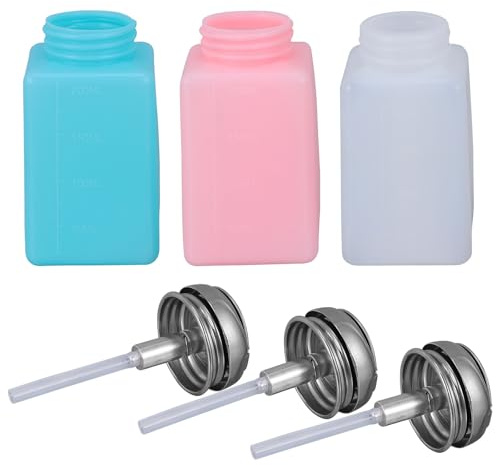 MALUGOGO Set 3 Bottiglie Vuote in Plastica e Acciaio Inossidabile Pompa a Pressione da 200ml Leggere lo Stoccaggio di Liquidi Cosmetici come Solvente per Unghie