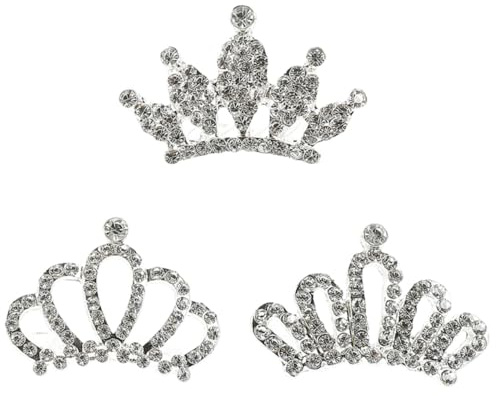 ERINGOGO Lot de 3 Peignes Diadèmes Strass pour Garçon et Filles, Petite Tiare, Décoration de Fête D'anniversaire, Accessoire Cheveux Bébé Fille, Coiffe Élégante et Style Aléatoire