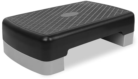 Stepper aeróbic Altura ajustable 10,16-15,24 cm, Plataforma de entrenamiento en casa, antideslizante, apilable, gris