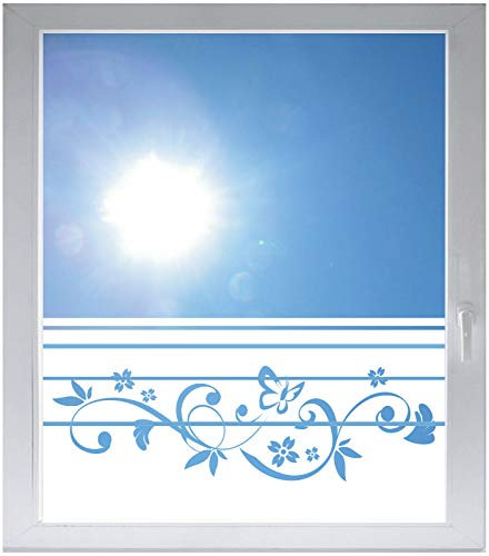 INDIGOS UG Sichtschutzfolie Glasdekorfolie Fensterfolie mit Motiv satiniert Blickdicht - w180 Schmetterling - 1000 mm Länge - 500 mm Höhe Streifen - selbstklebend - matt - für Bad