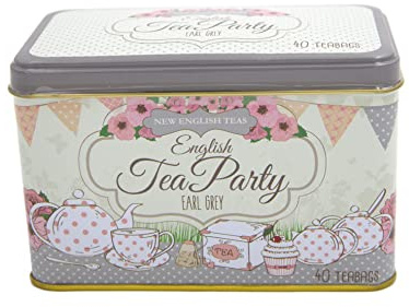 New English Teas Earl Grey Tea Party Tea Tin - 40 Teabags | Black Tea with Bergamot