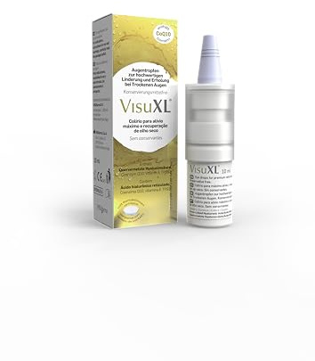 VisuXL Augentropfen – mit Coenzym Q10, Hyaluronsäure & Vitamin E | 10 ml | für hypovolämische trockene Augen | langanhaltende Linderung durch innovative Kombination