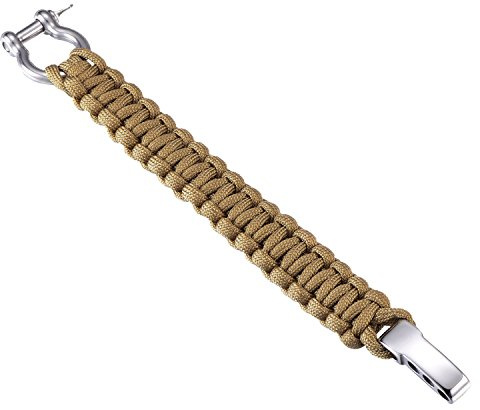 DonDon överlevnadsarmband för män paracord outdoor armband flätat beige