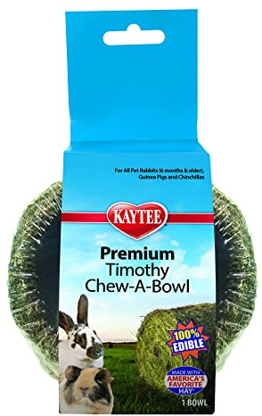Kaytee Premium Timothy Hay Chew-A-Bowl for Rabbits, Guinea Pigs, and Chinchillas
