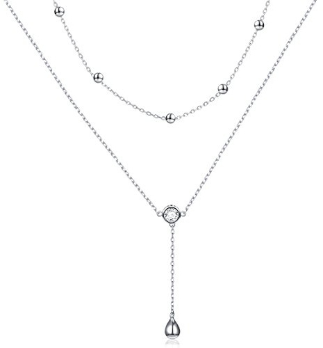 DAOCHONG geschichtete Halskette für Frauen, Sterlingsilber, geschichtete Kette, Lariat-Halsband, Y-förmige Halskette, Valentinstagsgeschenke für Frauen