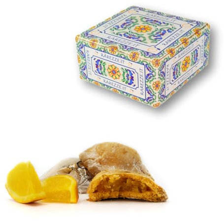 RAREZZE - Fagottini di fragrante pastafrolla ripieni con autentica ARANCIA siciliana. Sigillati uno ad uno. Scatola regalo (gr.400). Da antico laboratorio di pasticceria artigianale siciliano