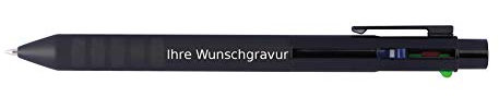 4-Farb-Kugelschreiber aus Metall mit Gravur / blau-,rot-,grün- schwarzschreibend