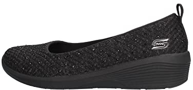 Skechers Women's Arya Sweet Glitz Slip On Trainers, Black Black Metallic Knit Black Gunmetal Trim Bbk, 5 UK