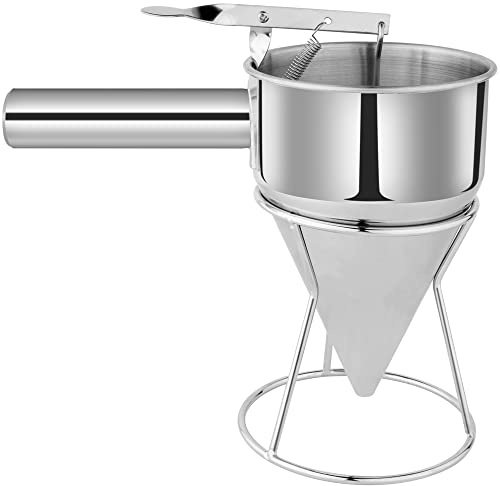 EgieMr Stainless Steel Pancake Batter Dispenser Funnels with Stand Great for Cupcakes, Takoyaki or Any Baked Goods
