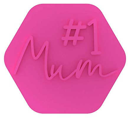 LissieLou Number #1 Mum Cookie Stamp Mother's Day Love Heart Icing Fondant Embosser - Light Pink