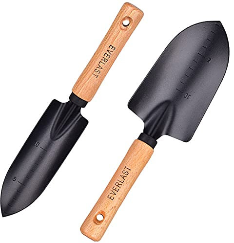 2 Stück Edelstahl Blumenkelle Garden Gartenschaufel Kinder Metall Garten Schaufel Haushalt Graben Rasenkelle Schaufel Handwerkzeug, Mini Garten Schaufeln, Schwarz