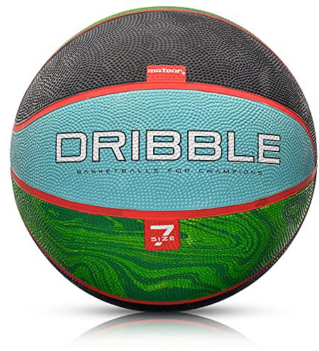 meteor Balón Baloncesto Pelota Basketball Ball Infantil Adultos Jóvenes Balon Basquet - Ideal para jouvenes y Adultos para Entrenar y Jugar - Tamaño 7 (7, Dribble Blue/Green)