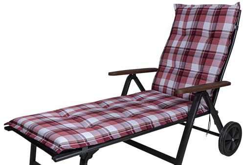 KETTtex 2396 Auflage Rollliege Milano rot-weiß kariert 190x60x6 cm (ohne Liege)