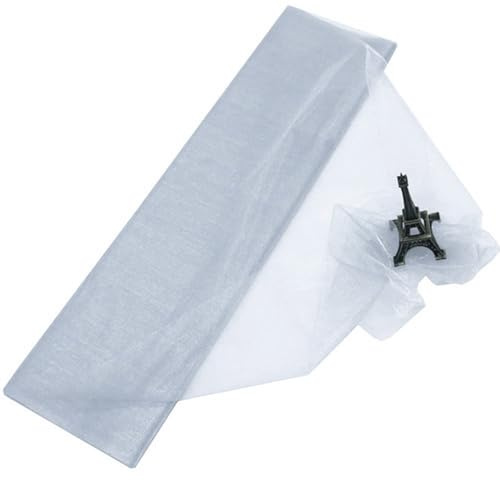 Duories Organza Dekostoff 48cm x 10m, zum Nähen Brautschleiern,Petticoats,Röcken,Organzastoff Dekoband für Hochzeit Party Bankett Deko Tischläufer Geschenk-Schleife DIY Handwerk Weihnachten Deko,Grau