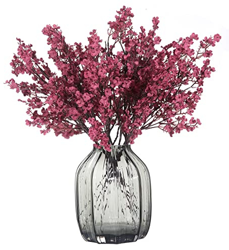 JAKY-Global Babys Breath Gypsophila Artificial Flowers 6 Bundle European Fake Silk Plants Decor Wedding Party Decoration Bouquets Real Touch DIY Home Garden (Dark Red)
