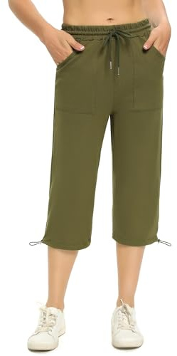 Totatuit Pantalones de Chándal Capri de Mujer Puro Algodón Pantalón | Estilo Diario, Uso Casual, Combinación Versátil