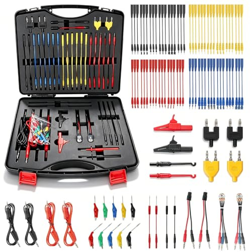 104-tlg Multimeter Messspitzen für Fahrzeug Diagnose & Reparatur | mit 4mm Bananenstecker, Krokodilklemmen Messleitungen Prüfkabel Multifunktionsprüfgerät