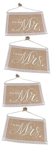 DECHOUS 4piezas Decoración De Sillas De Boda Mr Mrs Decoraciones De Respaldo De Sillas Accesorios Para Bodas Romántico y Elegante